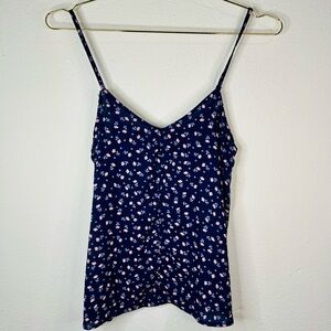 Hippie Rose Blue Floral Sleeveless Blouse